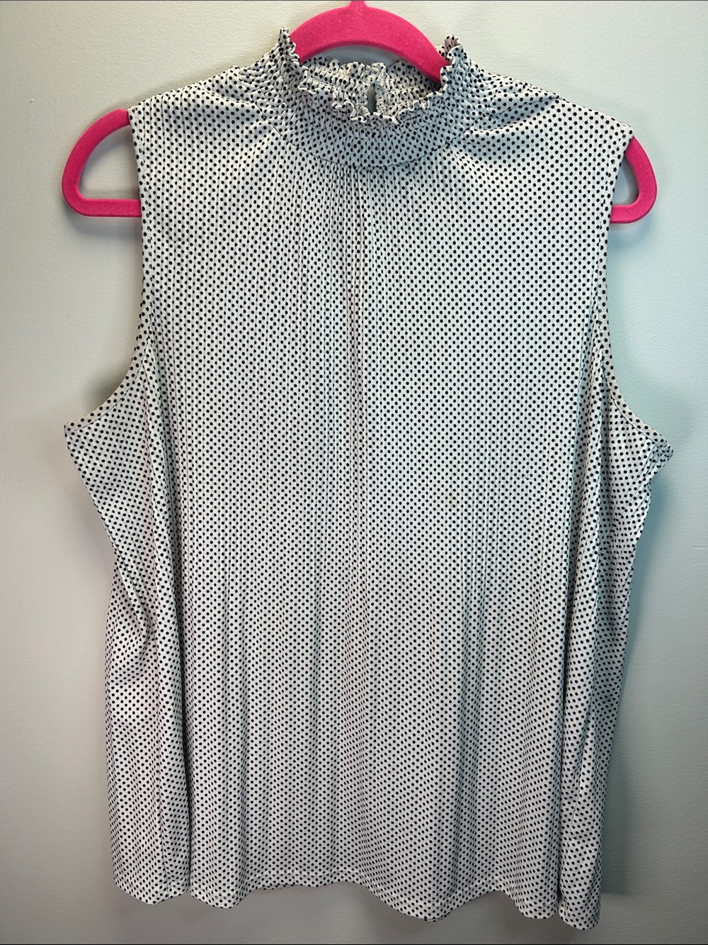 Adrianna Papell Black Polka Dot Sleeveless Shell